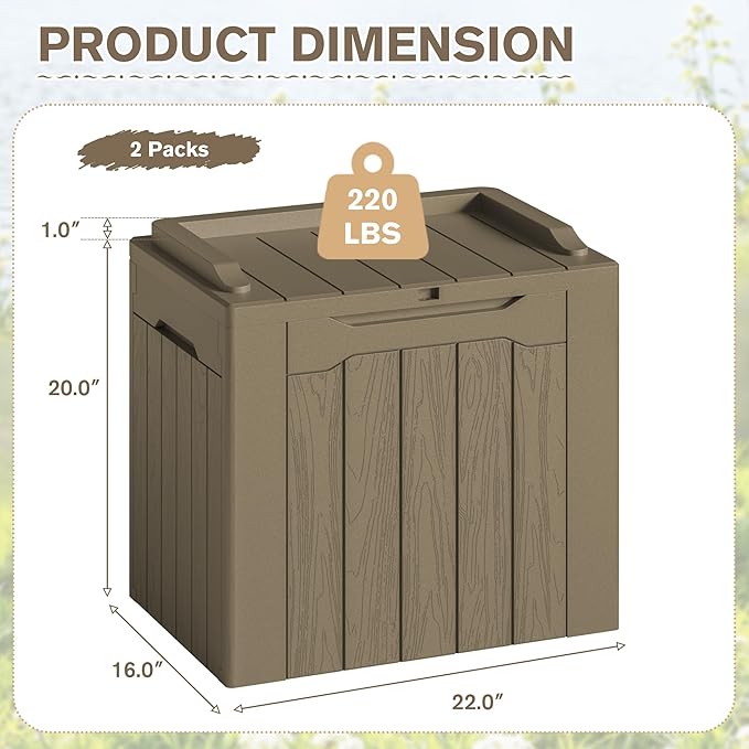 JUMMICO 31 Gallon Resin Deck Box Waterproof Indoor Outdoor Storage Boxes - Image 6