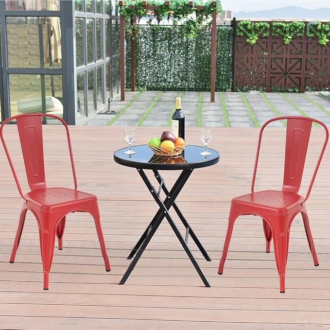FDW Metal Dining Chairs Set of 4 Indoor Outdoor Chairs Patio Chairs Kitchen - Image 4