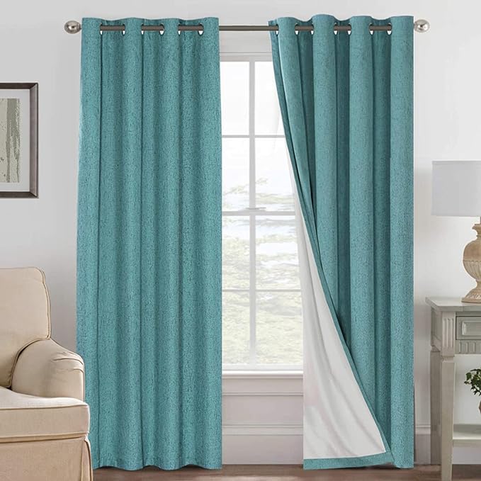 H.VERSAILTEX Linen Blackout Curtains 84 Inches Long 100% Absolutely Blackout by HVERSAILTEX