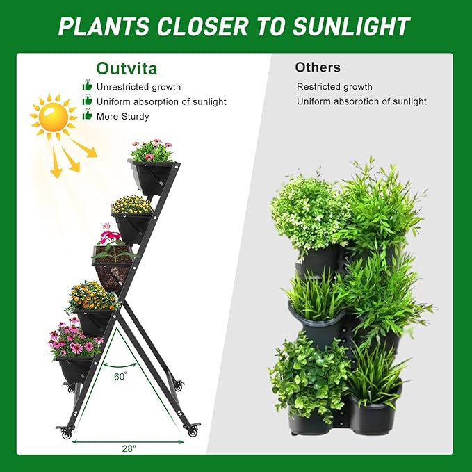 Outvita 4.4 FT Vertical Garden Bed, 5 Tier Vertical Raised Planter, Removable - Image 5