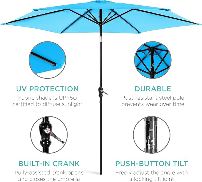 Best Choice Products 10ft Outdoor Table Compatible Steel Polyester Market Patio - Image 5