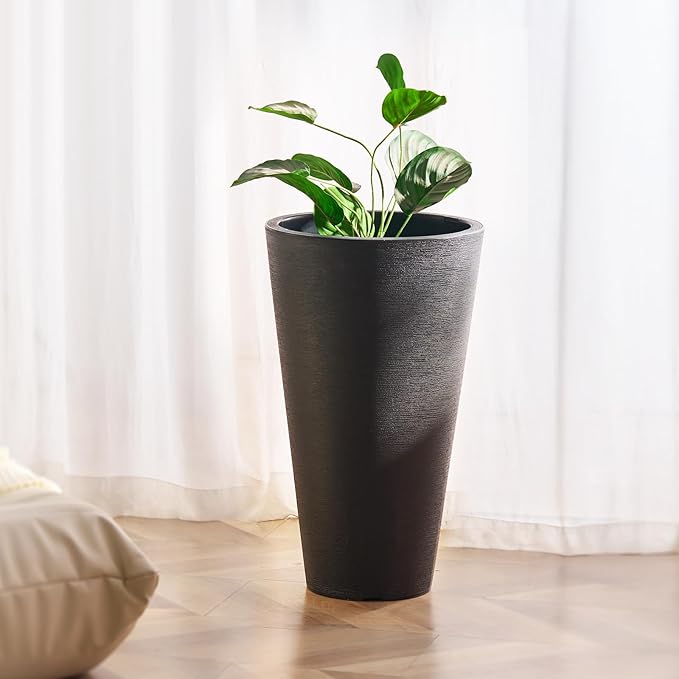 VEVOR Set of 2 Tall Planter for Outdoor Indoor Plants 24inch, Tall Taper Flower - Image 8