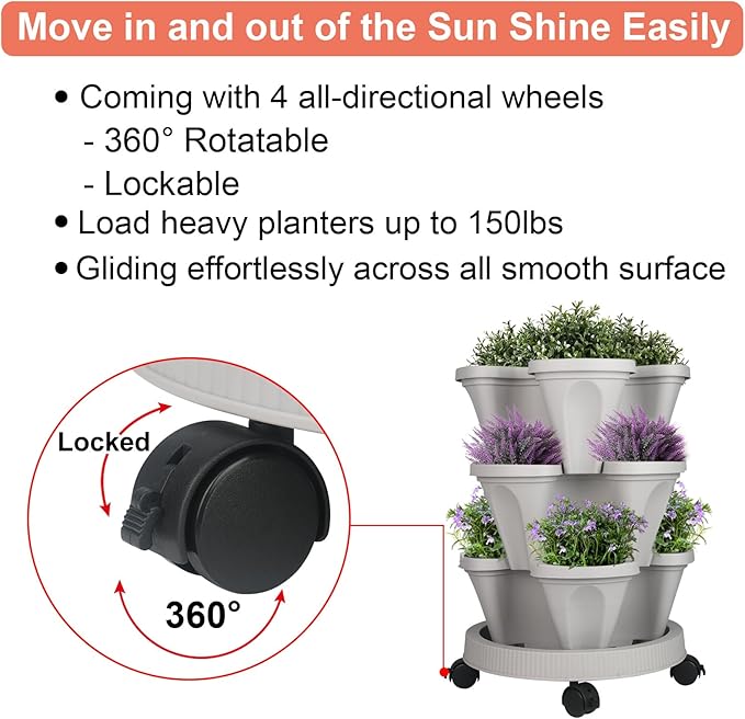 GameXcel Vertical Planter 3 Tier Stackable Planters Garden Planters Strawberry - Image 6