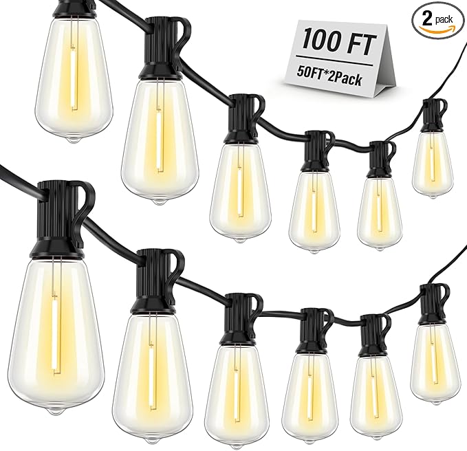 Outdoor String Lights Waterproof, 100FT Patio Lights Outdoor by Doukedge