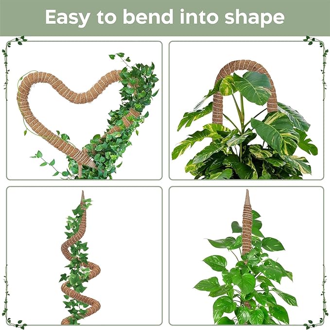 4 Pack 48'' Bendable Moss Pole Monstera Plant Support - Image 4