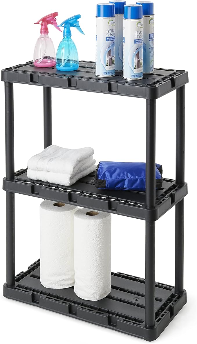 Gracious Living 2 Pack Light Duty Storage Shelves, Knect-A-Shelf 3-Shelf - Image 6