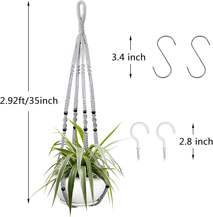 Augshy 2 Packs Macrame Hanging Planter, Indoor Hanging Planter Basket - Image 2