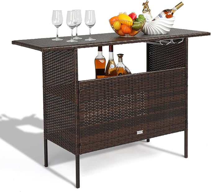 VINGLI Wicker Outdoor Bar Table by VINGLI
