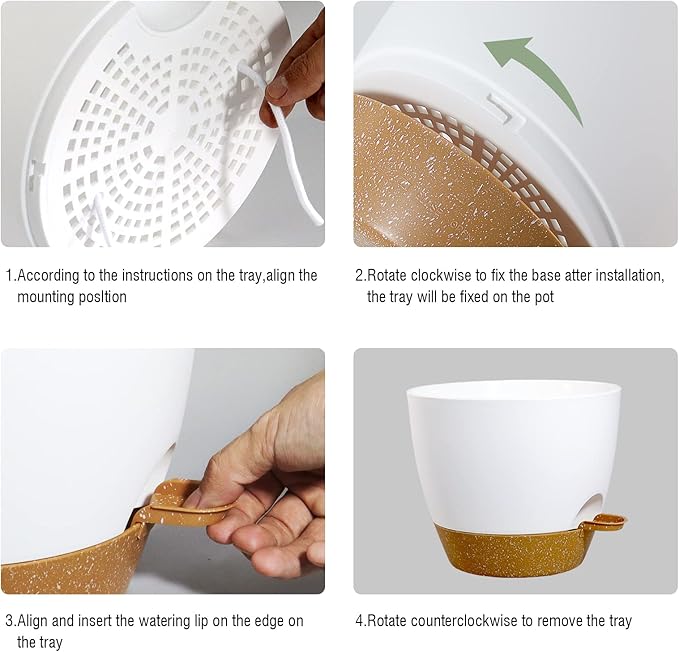 10 inch Self Watering Pots, 2 Pack Plastic Planters - Image 4