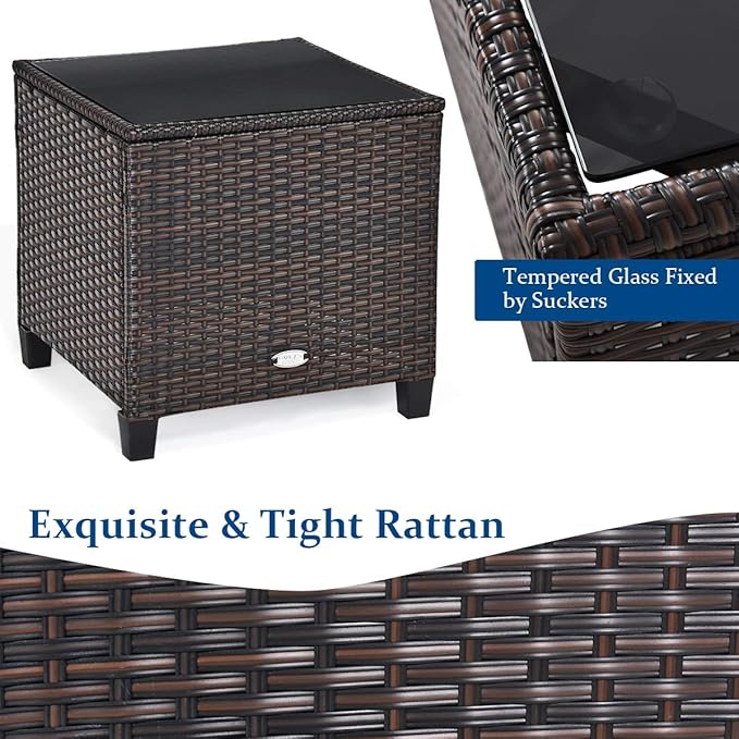 Tangkula 3 Pieces Patio Furniture Set, PE Rattan Wicker 3 Pcs Outdoor Sofa Set - Image 5