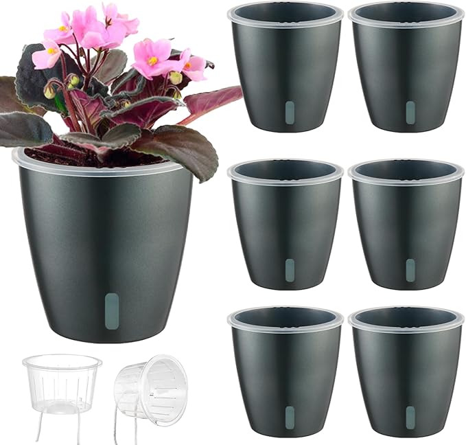 Self Watering Pots for Indoor Plants, Small African Violet Pots by KvyusFlourish