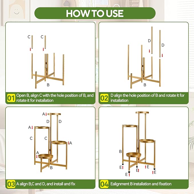 4 Tier 31 Inch Plant Stand Indoor Outdoor, Metal Plant Shelf Waterproof - Image 6