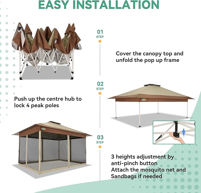 COBIZI 13x13 FT Pop up Gazebo on Clearance - Image 6