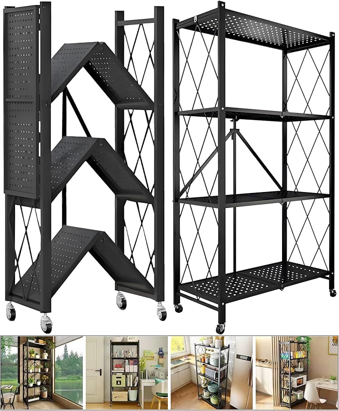 Kitchen Garage Metal Shelves, Storage Shelves Organizer, Foldable Metal Shelving - Image 5