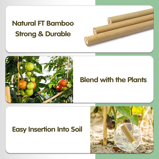 Bamboo Stakes, 4.8FT Natural Bamboo Garden Stakes, BOVITRO 20Pcs Plant Stakes - Image 4
