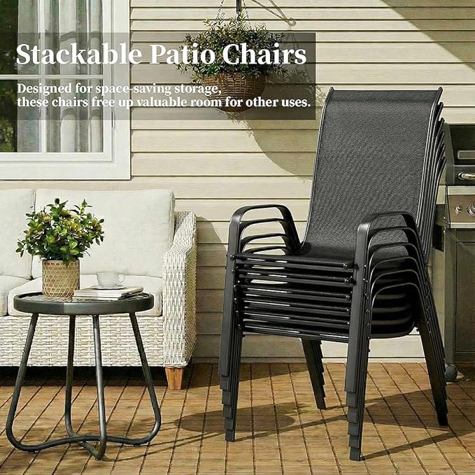 MAMIZO Patio Dining Chairs, Stackable All Weather Teslin Chair, Heavy Duty - Image 6