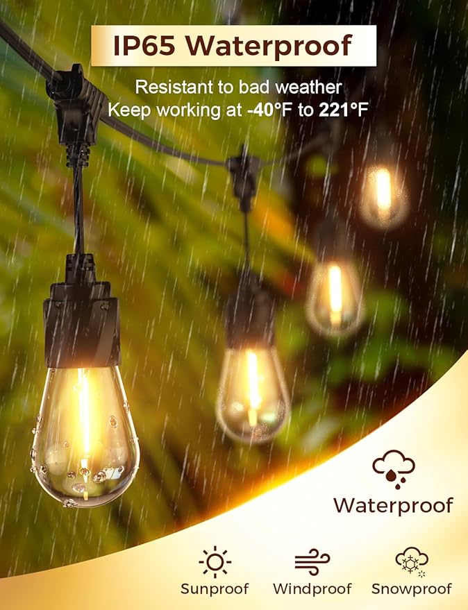 XMCOSY+ 96FT Outdoor String Lights, Patio Lights Outdoor Waterproof - Image 2