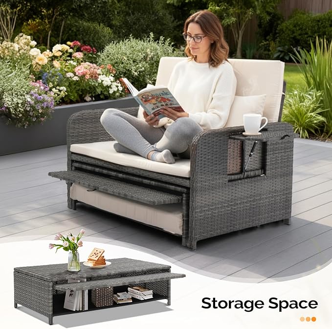 VINGLI Patio Daybed, Wicker Outdoor Daybed - Image 7