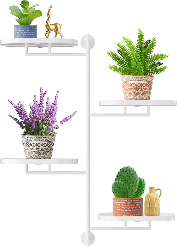 Window Rotating Plant Stand Shelf Indoor White Metal Floating Shelves 4-Tier by YQSLYSF