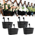 4 Pack Metal Hanging Planter for Outdoor Plants, 10 Inch Black Fence Planters by JOYFERNAL