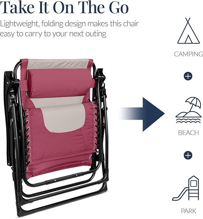 Best Choice Products Oversized Padded Zero Gravity Chair, Folding Outdoor Patio - Image 6