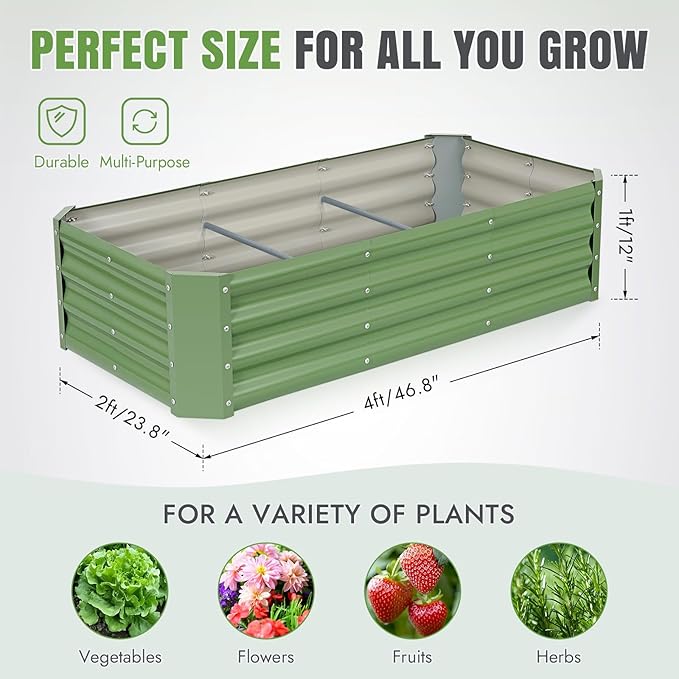 INNO STAGE 2 Pcs 4×2×1ft Galvanized Raised Garden Bed Kit, Galvanized Planter - Image 4
