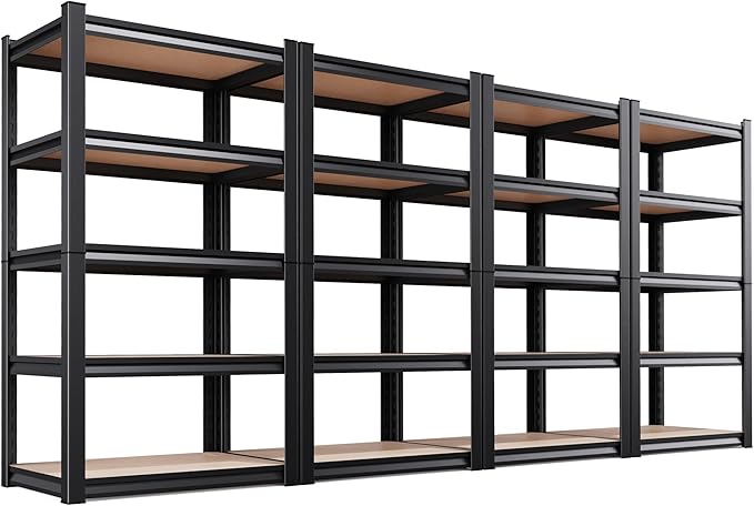 Set of 4 71"H Garage Shelving-5 Tier Garage Storage Shelves, Adjustable Heavy by Unknown