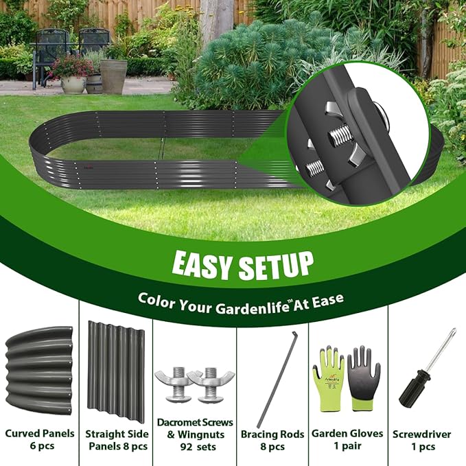 A ANLEOLIFE 12X3X1.5 ft Galvanized Raised Garden Beds Outdoor, Oval Extra Large - Image 8