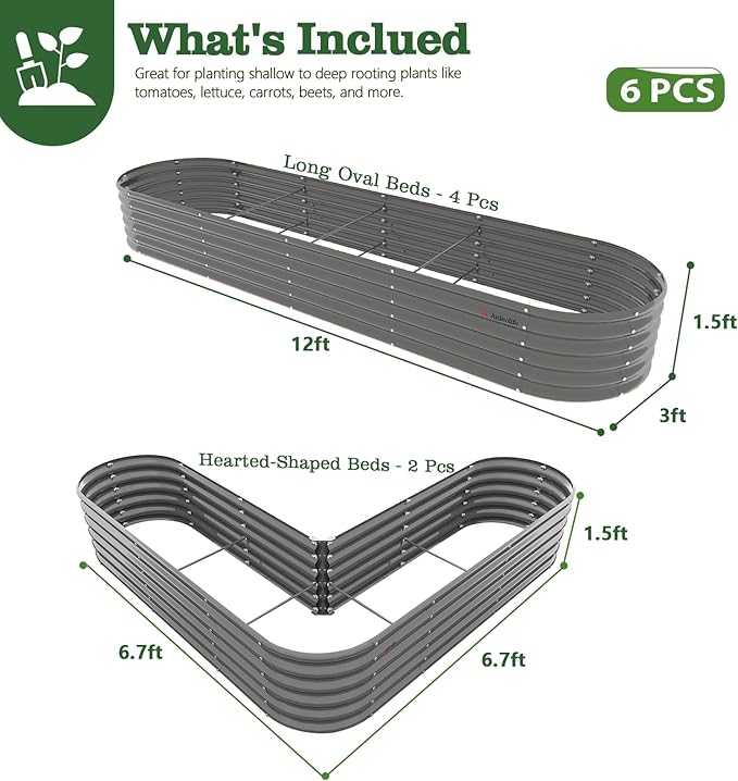 A ANLEOLIFE Set of 6, 18 Inch Tall Quartz Grey Raised Garden Beds Kit, - Image 2