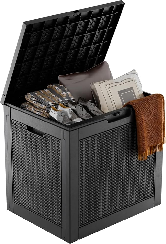 37 Gallon Outdoor Deck Box, Lockable Waterproof Outdoor Storage Boxes by MAIUSCOLI