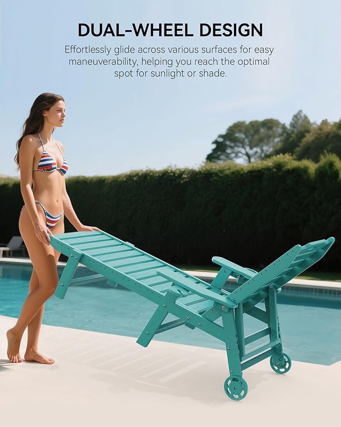 Carauci Lounge Chair Outdoor Set of 2, HDPE Chaise Lounge - Image 4
