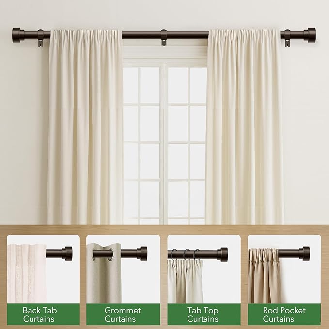 Curtain Rods for Windows 28 to 48, 1 Inch Adjustable Heavy Duty Long Window - Image 5