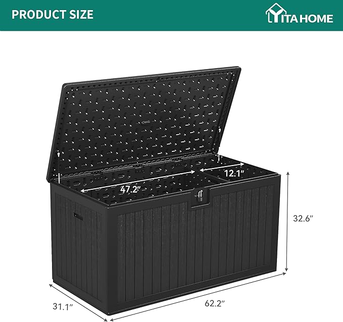 YITAHOME XXL 230 Gallon Large Deck Box, Outdoor Storage - Image 9