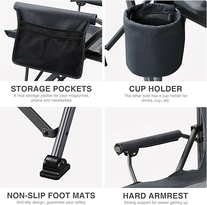 EVER ADVANCED Oversized Folding Camping Chair, - Image 7