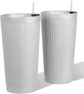24” Tall Outdoor Planters Set of 2, Self Watering Flower Pots White Planters by PolarcoForgeco