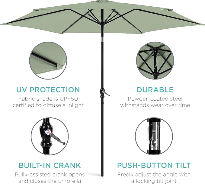 Best Choice Products 10ft Outdoor Table Compatible Steel Polyester Market Patio - Image 5