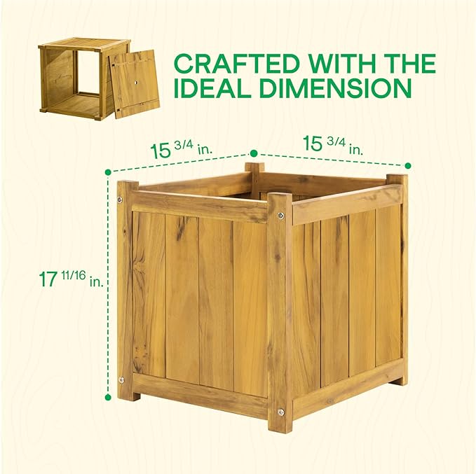 Idzo Acacia Wood Flower Planter Box - Image 4