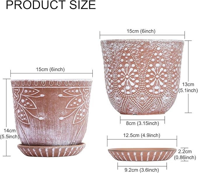 Gepege 6 Inch Beaded Ceramic Planter Set of 2 - Image 2
