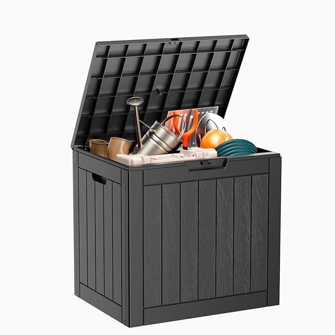 31 Gallon Resin Deck Box, Lockable Patio Outdoor Storage Box - Image 7