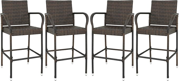 SUPER DEAL Upgraded Wicker Bar Stool Chairs Outdoor Backyard Rattan Chair by Superdeal