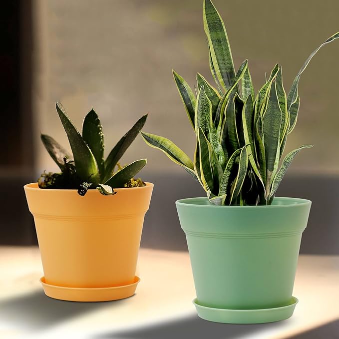 WOUSIWER 16 Pack 6 inch Plastic Planters, Indoor Flower Pots, Heavy Duty and - Image 8
