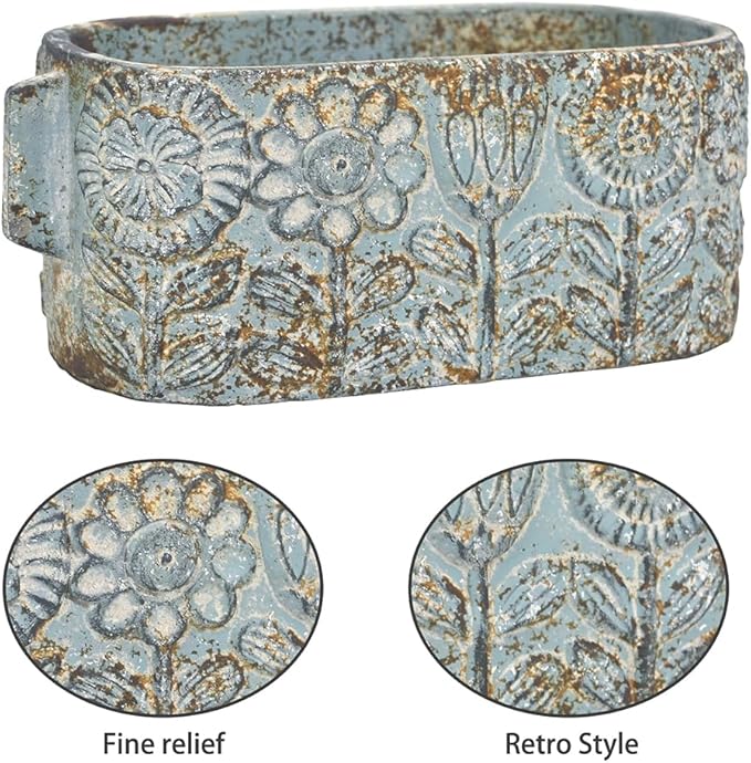 8 inch Blue Pots Planters Indoor Plants Succulent Pots Rectangle Window Box - Image 3
