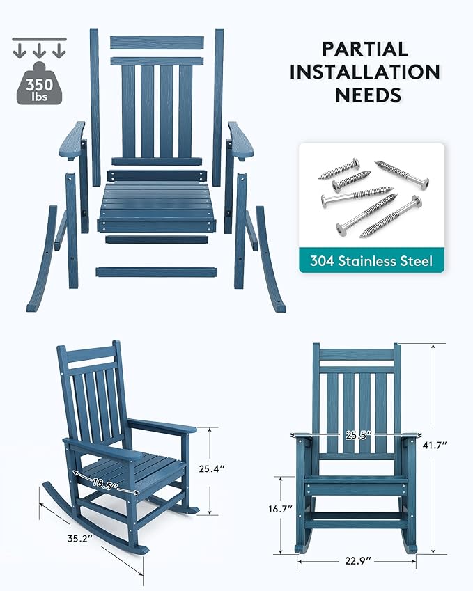 SERWALL Oversized Rocking Chair, Outdoor Rocking Chair - Image 3