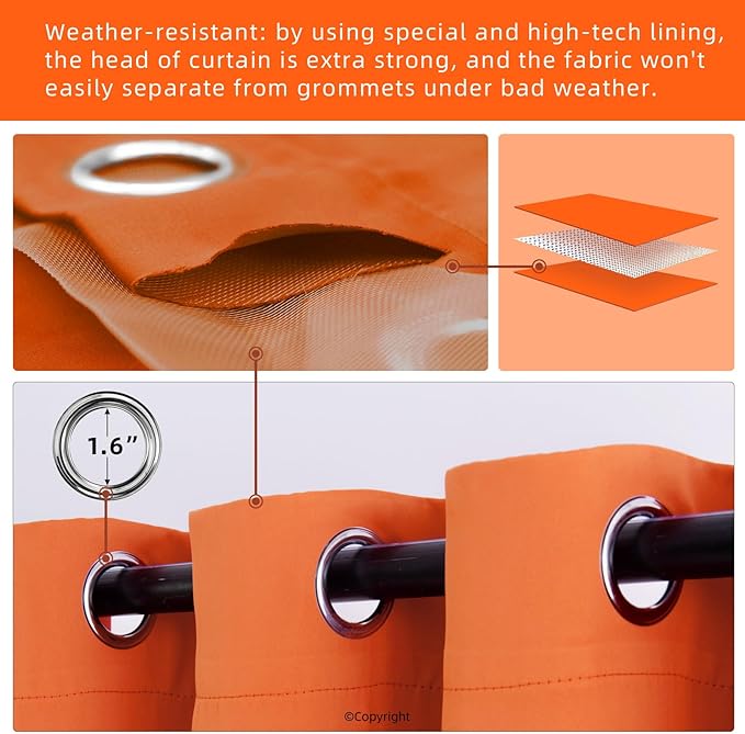 Waterproof Outdoor Curtain W105 x L95 - Image 3