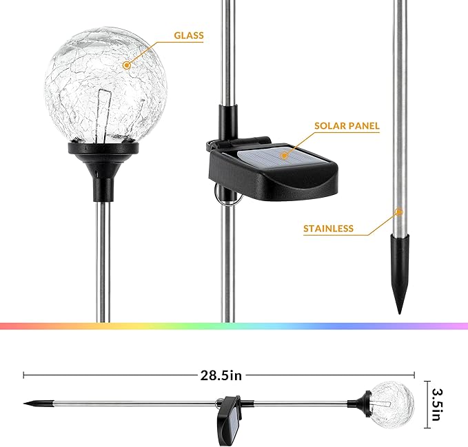 SOLPEX Solar Garden Lights 3 Pack, Solar Lights Outdoor Decorative, Solar Globe - Image 5
