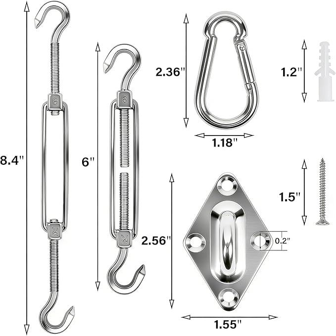 YOFIT 80 Pcs Shade Sail Hardware Kit 6 inch - Image 3