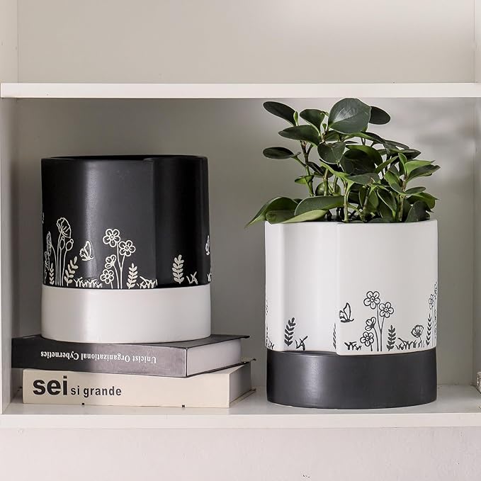 Nihow Self Watering Plant Pot: 8 Inch Ceramic Planter - Image 7