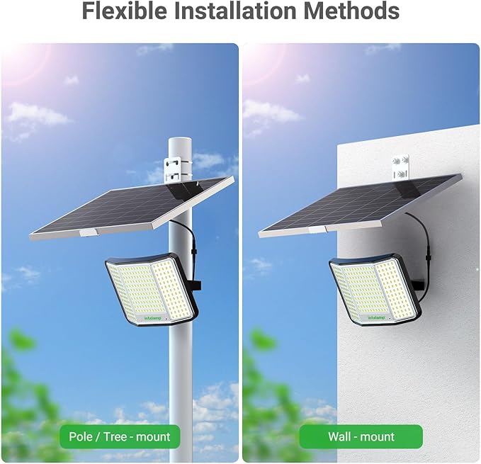 intelamp Solar Flood Lights Outdoor Waterproof, 20000mAh 2000LM Floodlight - Image 5
