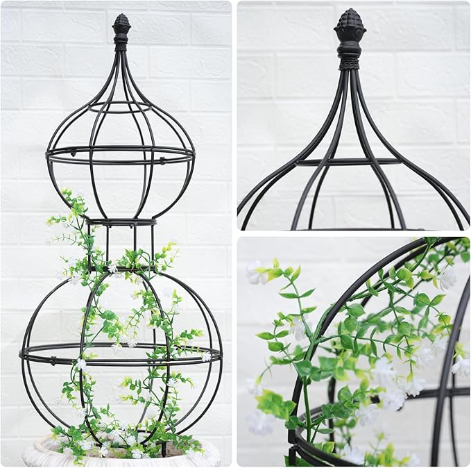 47"x17" Metal Obelisk Trellis for Climbing Plants | Unique Outdoor Support for - Image 3