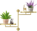 Window Rotating Plant Stand Shelf Indoor Gold Metal Floating Shelves 2-Tier by YQSLYSF